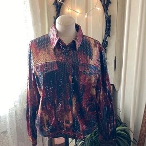 Jacket with multi colored sequins, women’s size medium